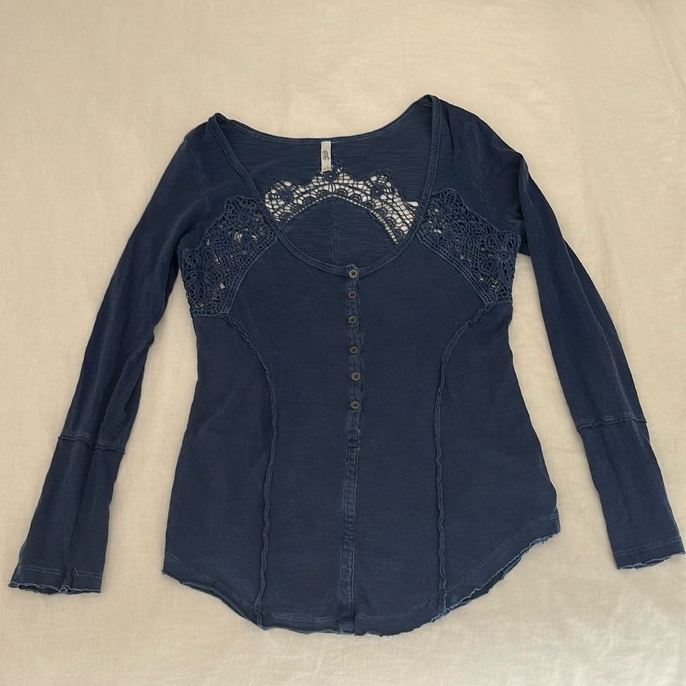 Blue Long sleeve free people shirt